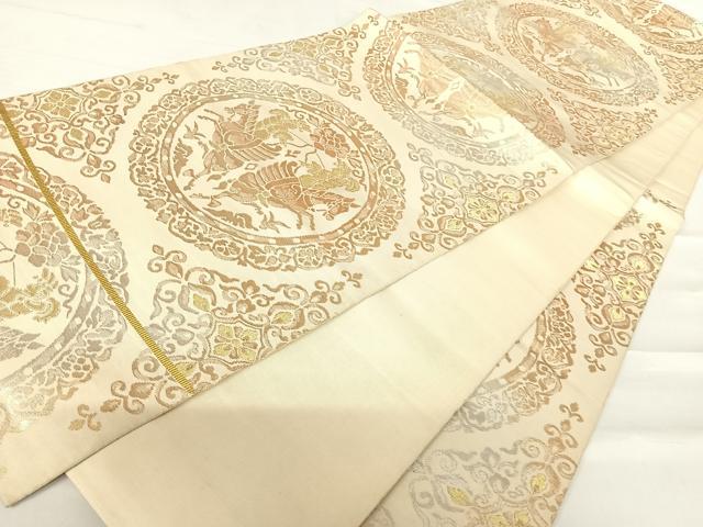 平和屋着物◎六通柄袋帯　狩猟丸文　金銀糸　正絹　逸品　AABC4633yx