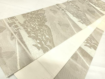 平和屋着物◎六通柄袋帯　京名所　竜安寺　銀糸　正絹　逸品　AABC4635yx