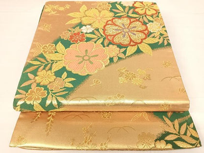 平和屋着物◎六通柄袋帯　舞花文　金糸　正絹　逸品　AABC4638yx