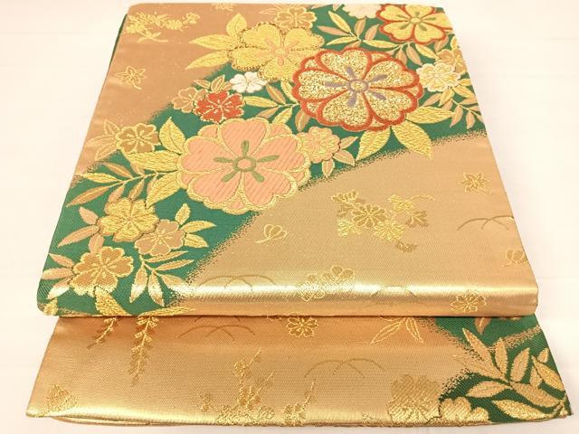 平和屋着物◎六通柄袋帯　舞花文　金糸　正絹　逸品　AABC4638yx