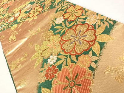 平和屋着物◎六通柄袋帯　舞花文　金糸　正絹　逸品　AABC4638yx