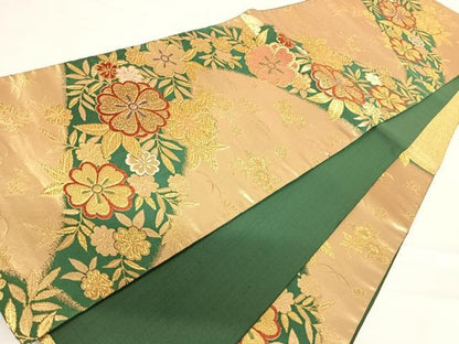 平和屋着物◎六通柄袋帯　舞花文　金糸　正絹　逸品　AABC4638yx