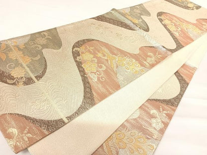 平和屋着物◎佐賀錦　六通柄袋帯　鳳凰花文　金銀糸　正絹　逸品　AABC4643yx
