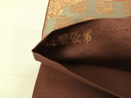 平和屋着物◎六通柄　本袋帯　道長吉祥花文　金糸　正絹　逸品　AABC4645yx