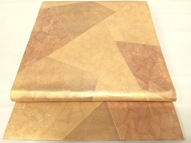 平和屋着物◎六通柄袋帯　切嵌石畳文　金糸　正絹　逸品　AABC4661yx