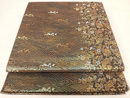 平和屋着物◎六通柄袋帯　立波花鳥文　金銀糸　正絹　逸品　AABC4686yx