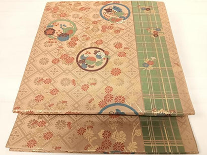 平和屋着物◎六通柄袋帯　花蝶丸文　金糸　正絹　逸品　AABC4687yx