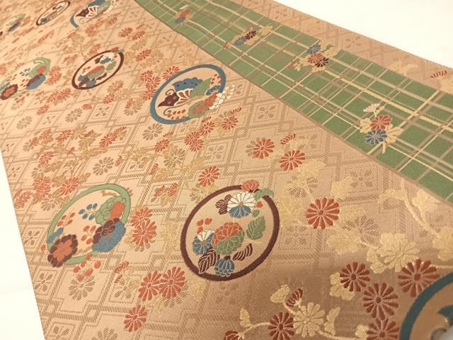 平和屋着物◎六通柄袋帯　花蝶丸文　金糸　正絹　逸品　AABC4687yx