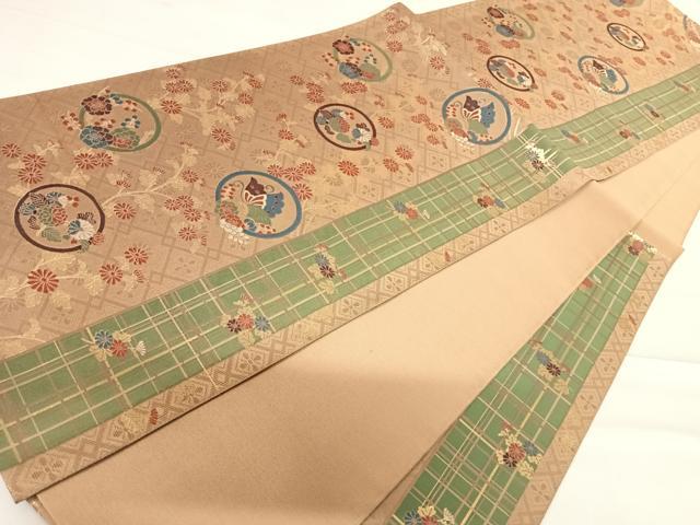 平和屋着物◎六通柄袋帯　花蝶丸文　金糸　正絹　逸品　AABC4687yx