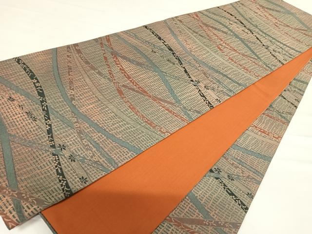 平和屋着物◎全通柄袋帯　ふくれ織　束ね熨斗花文　正絹　逸品　AABC4694yx