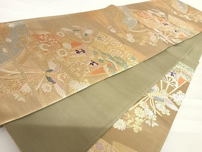 平和屋着物◎六通柄袋帯　唐織　鳳凰花文　金糸　正絹　逸品　AABC4703yx
