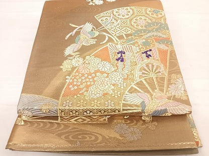 平和屋着物◎六通柄袋帯　唐織　鳳凰花文　金糸　正絹　逸品　AABC4703yx