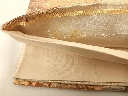 平和屋着物◎六通柄袋帯　金彩　経巻道長文　正絹　逸品　AABC4704yx