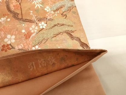 平和屋着物◎西陣　とみや織物謹製　とみや帯　六通柄袋帯　梅香松籟　引箔　正絹　逸品　AABC4709yx