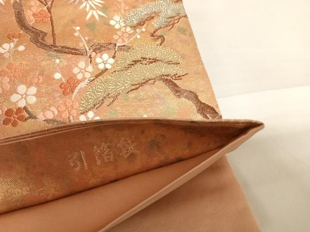 平和屋着物◎西陣　とみや織物謹製　とみや帯　六通柄袋帯　梅香松籟　引箔　正絹　逸品　AABC4709yx