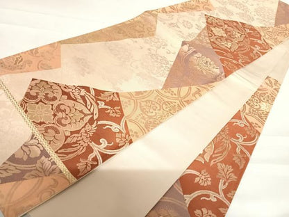 平和屋着物◎六通柄袋帯　切嵌花鳥文　金糸　正絹　逸品　AABC4712yx