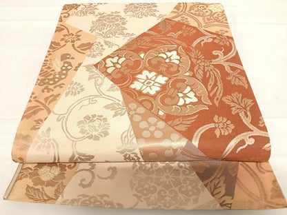 平和屋着物◎六通柄袋帯　切嵌花鳥文　金糸　正絹　逸品　AABC4712yx