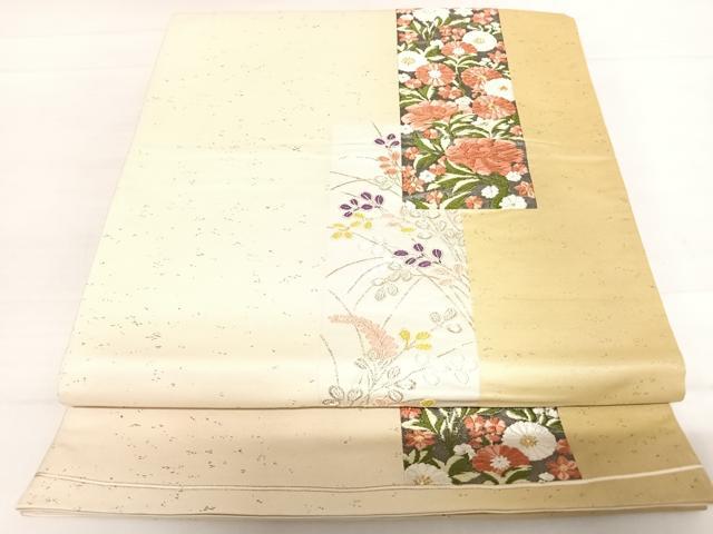 平和屋着物◎六通柄袋帯　唐織　短冊花文　金銀糸　正絹　逸品　AABC4718yx