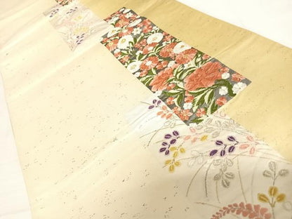平和屋着物◎六通柄袋帯　唐織　短冊花文　金銀糸　正絹　逸品　AABC4718yx