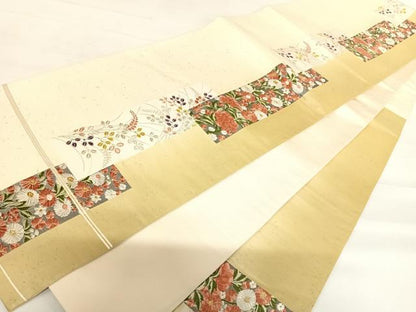 平和屋着物◎六通柄袋帯　唐織　短冊花文　金銀糸　正絹　逸品　AABC4718yx