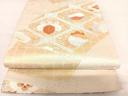 平和屋着物◎六通柄袋帯 天井花唐草文 金銀糸 正絹 逸品 AABC4720yx