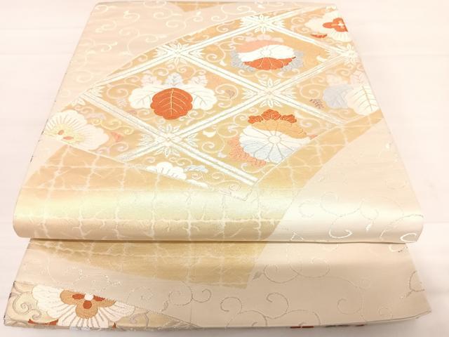 平和屋着物◎六通柄袋帯 天井花唐草文 金銀糸 正絹 逸品 AABC4720yx