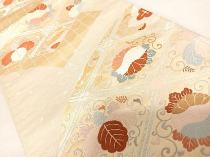 平和屋着物◎六通柄袋帯 天井花唐草文 金銀糸 正絹 逸品 AABC4720yx