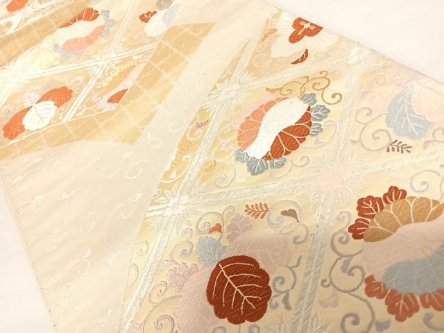 平和屋着物◎六通柄袋帯 天井花唐草文 金銀糸 正絹 逸品 AABC4720yx
