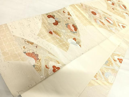 平和屋着物◎六通柄袋帯 天井花唐草文 金銀糸 正絹 逸品 AABC4720yx