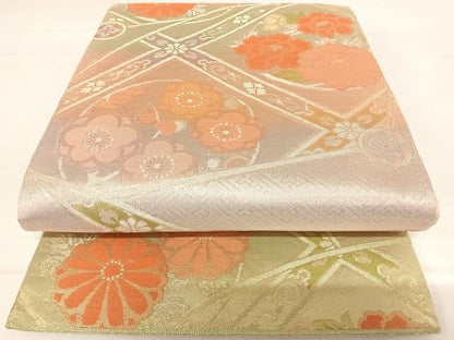平和屋着物◎佐賀錦　六通柄袋帯　天井花丸文　金糸　正絹　逸品　AABC4735yx