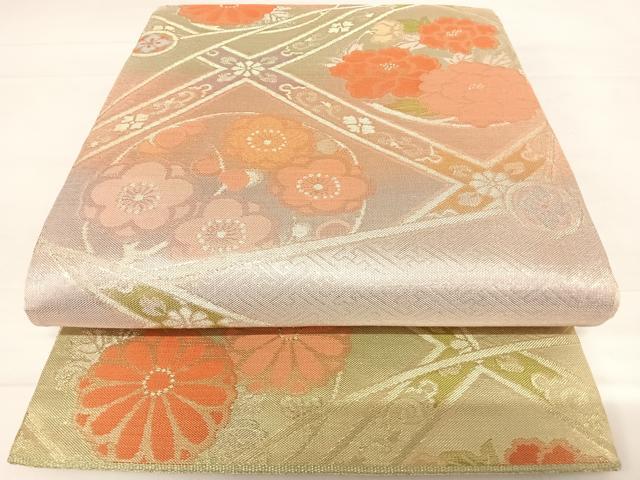 平和屋着物◎佐賀錦　六通柄袋帯　天井花丸文　金糸　正絹　逸品　AABC4735yx