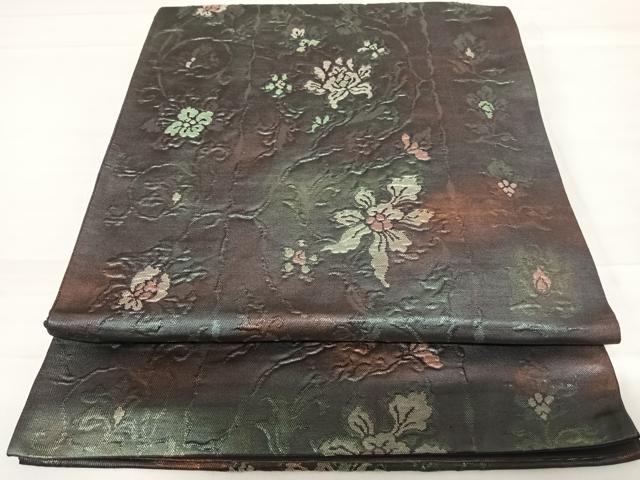 平和屋着物◎六通柄袋帯　洋花文　正絹　逸品　AABC4740yx
