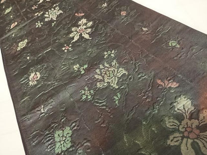 平和屋着物◎六通柄袋帯　洋花文　正絹　逸品　AABC4740yx
