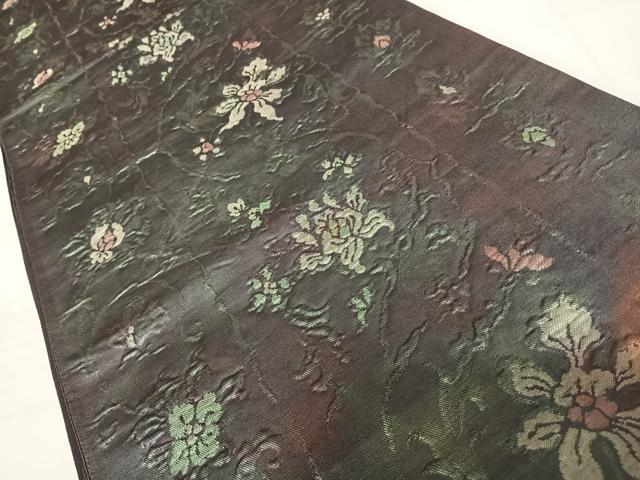 平和屋着物◎六通柄袋帯　洋花文　正絹　逸品　AABC4740yx