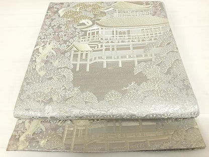 平和屋着物◎六通柄袋帯　京名勝　金閣寺　金銀糸　正絹　逸品　AABC4741yx