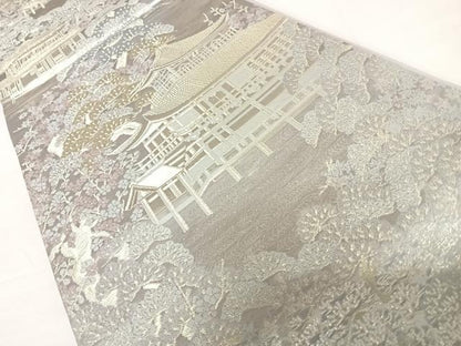 平和屋着物◎六通柄袋帯　京名勝　金閣寺　金銀糸　正絹　逸品　AABC4741yx