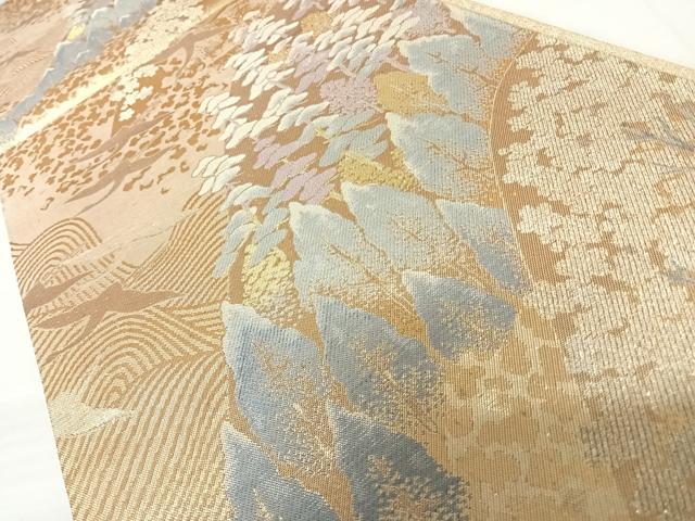 平和屋着物◎六通柄袋帯　飛鶴風景文　金糸　正絹　逸品　AABC4743yx
