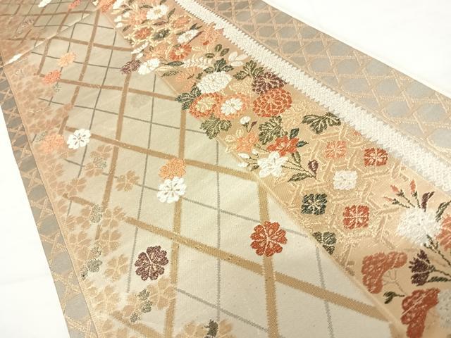 平和屋着物◎六通柄袋帯　草花文　金銀糸　正絹　逸品　AABC4748yx