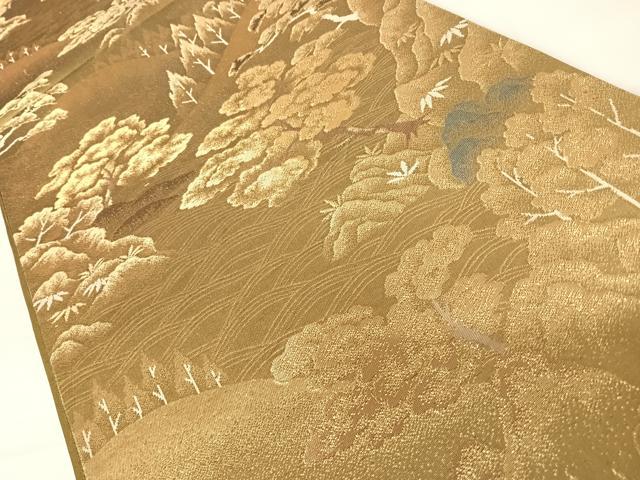 平和屋着物◎六通柄袋帯　遠山風景文　金糸　正絹　逸品　AABC4782yx