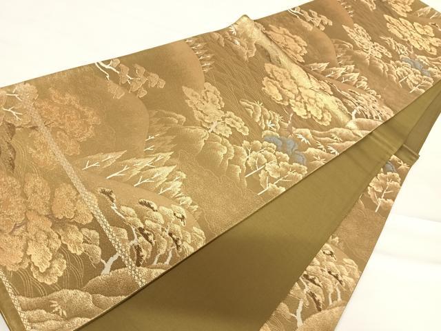 平和屋着物◎六通柄袋帯　遠山風景文　金糸　正絹　逸品　AABC4782yx