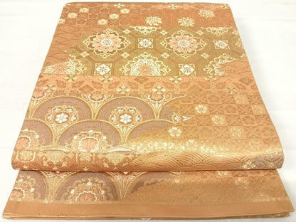 平和屋着物◎六通柄袋帯　有職華文　金糸　正絹　逸品　AABC4783yx