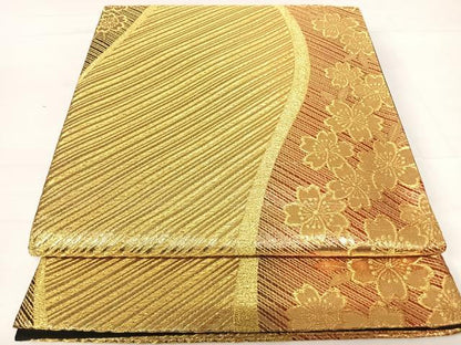 平和屋着物◎六通柄袋帯　舞花文　金糸　正絹　逸品　AABC4793yx