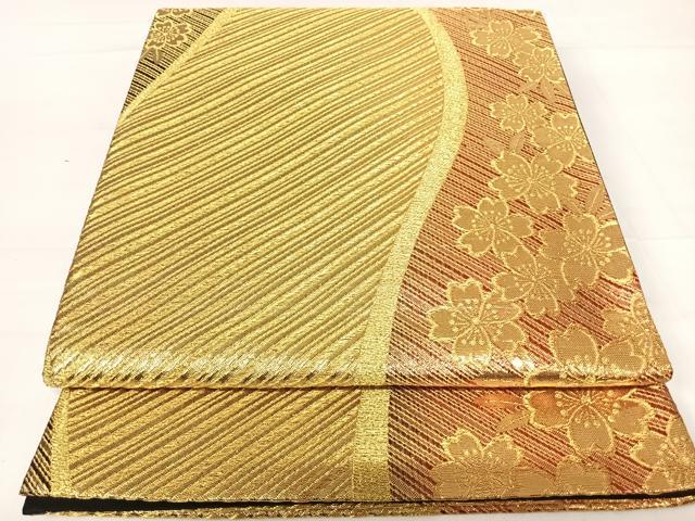 平和屋着物◎六通柄袋帯　舞花文　金糸　正絹　逸品　AABC4793yx
