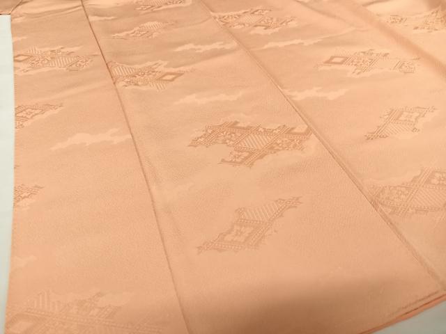 平和屋着物●上質な色無地　花菱地紋　纁色　正絹　逸品　AABC4813zg