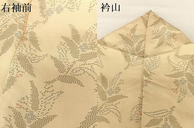 平和屋着物●本場大島紬　白大島　草花文　正絹　逸品　AABC4815zg