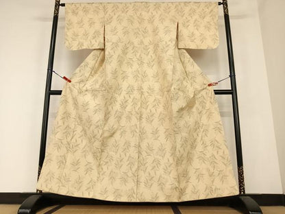 平和屋着物●本場大島紬　白大島　草花文　正絹　逸品　AABC4815zg