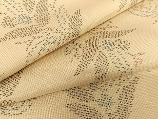 平和屋着物●本場大島紬　白大島　草花文　正絹　逸品　AABC4815zg