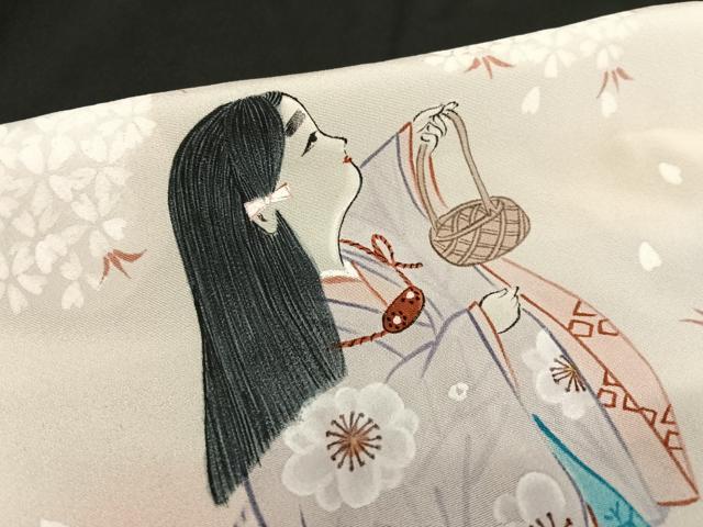 平和屋着物●豪華黒留袖 手描き 人物文 舞桜 暈し染め 正絹 逸品 AABC4821zg