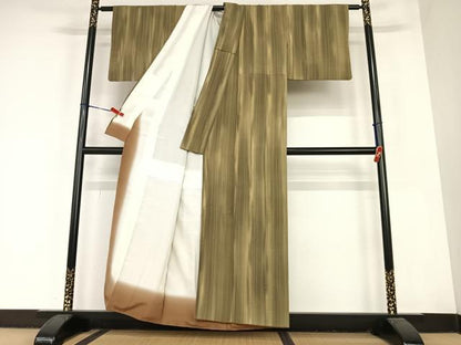 平和屋着物●上質な小紋　変わり縞　暈し染め　正絹　逸品　AABC4825zg