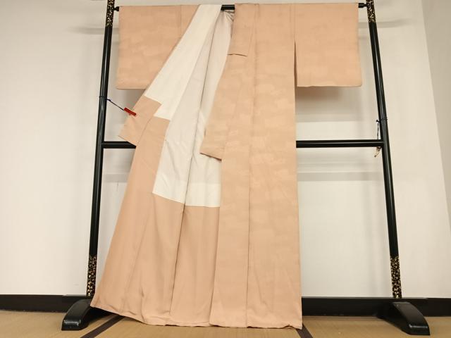 平和屋着物●上質な色無地　草花地紋　ときがら茶色　正絹　逸品　AABC4832zg